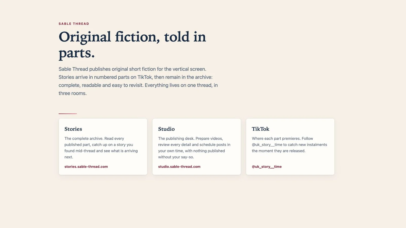 The Sable Thread original fiction website